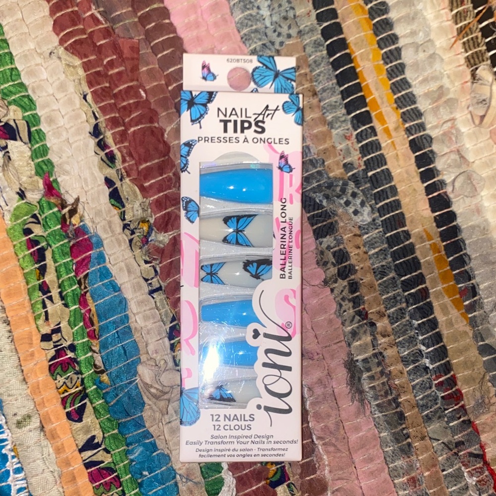 Ioni Blue Butterfly glue on nails